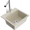 Mexen Milo Granitspüle 1-komorig mit Küchenarmatur Duero, beige - 6505-69-671600-00