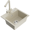 Mexen Milo Granitspüle 1-beckig mit Küchenarmatur Duero, beige - 6505-69-671600-69