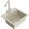 Mexen Milo Granitspüle einbecken mit Küchenarmatur Duero, beige - 6505-69-671600-69