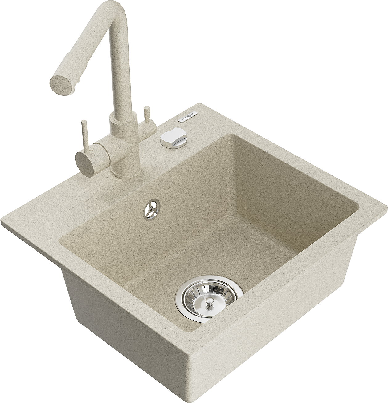 Mexen Milo 1-Becken-Granit-Spüle mit Mischbatterie Duero, Beige - 6505-69-671600-69