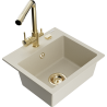 Mexen Milo Granitspüle 1-Becken mit Küchenarmatur Duero, Beige - 6505-69-671600-50