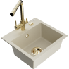 Mexen Milo Granitspüle 1-beckig mit Küchenarmatur Duero, beige - 6505-69-671600-50