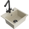 Mexen Milo Granitspüle 1-Kammer mit Küchenarmatur Duero, Beige - 6505-69-671600-70