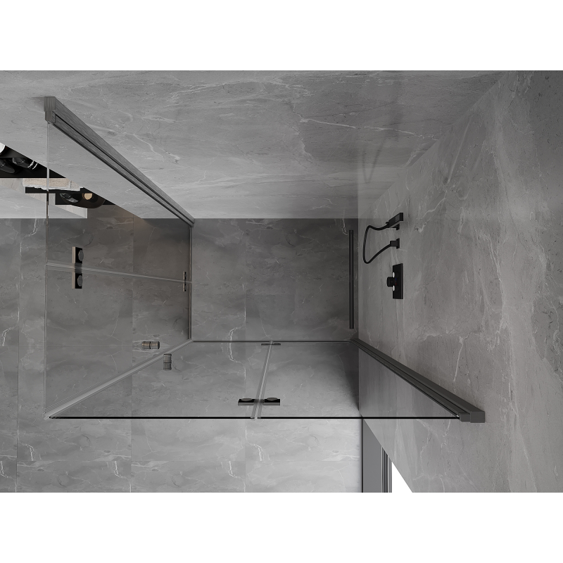 Mexen Mist-F Duo faltbare Duschkabine rechts 70 x 80 cm, transparent, gebürstetes Gun Gray - 8A6-070L-080P-66-00