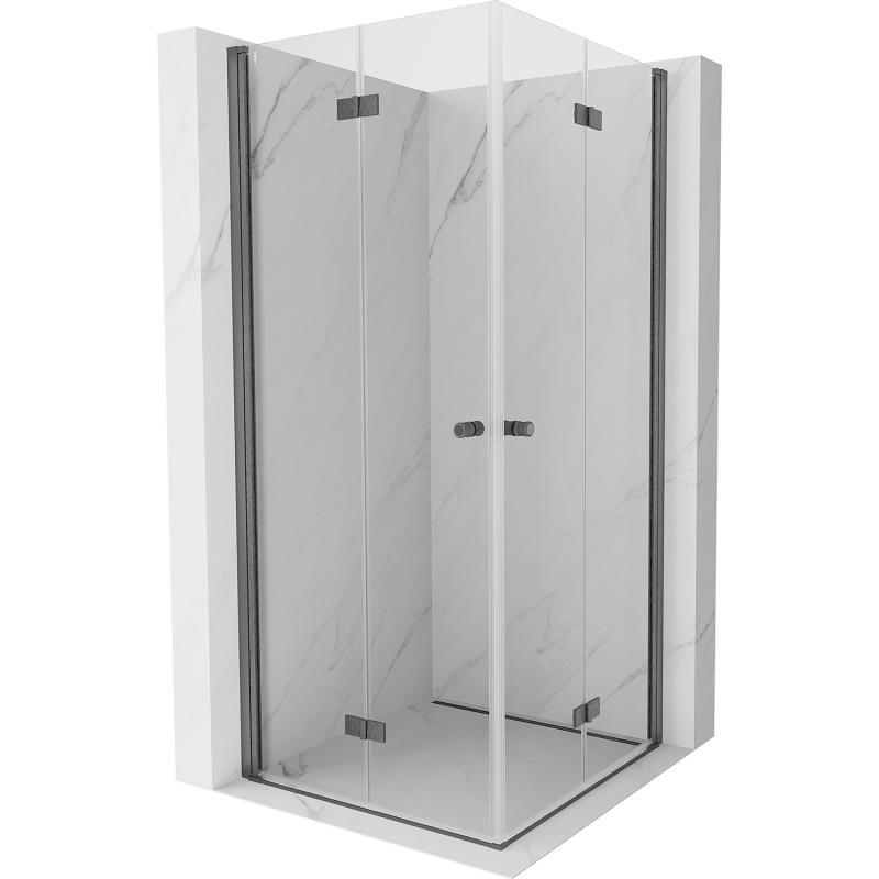 Mexen Mist-F Duo faltbare Duschkabine 85 x 85 cm, transparent, gebürstetes Pistolengrau - 8A6-085L-085P-66-00