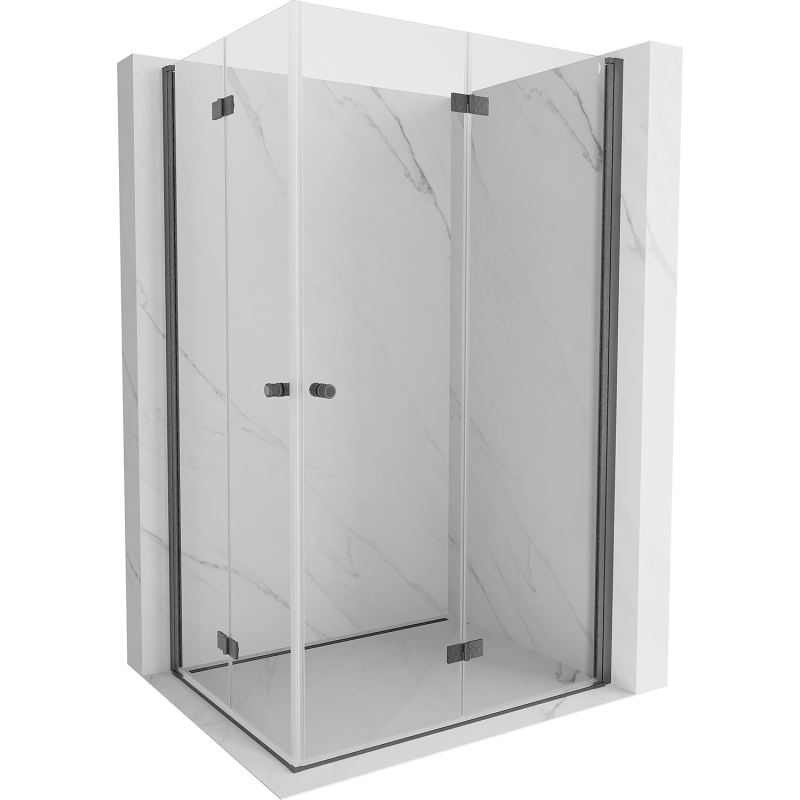 Mexen Mist-F Duo faltbare Duschkabine rechts 75 x 95 cm, transparent, gebürstet Gun Gray - 8A6-075L-095P-66-00