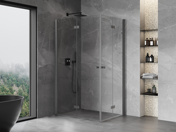 Mexen Mist-F Duo faltbare Duschkabine links 110 x 95 cm, transparent, gebürstetes Gun Gray - 8A6-110L-095P-66-00