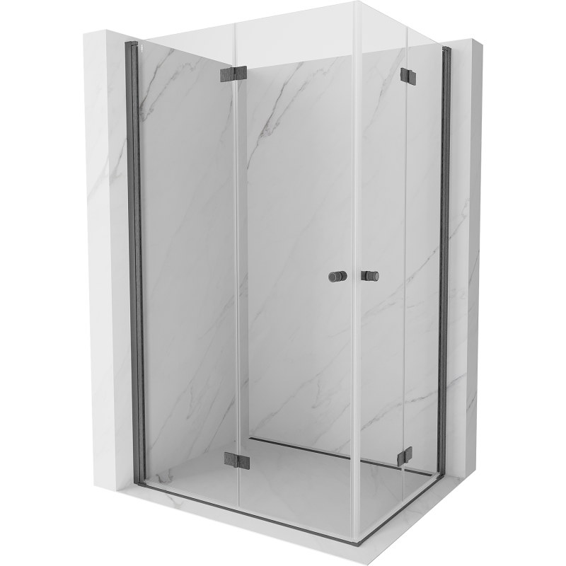 Mexen Mist-F Duo klappbare Duschkabine links 120 x 100 cm, transparent, gebürstetes Gun Gray - 8A6-120L-100P-66-00