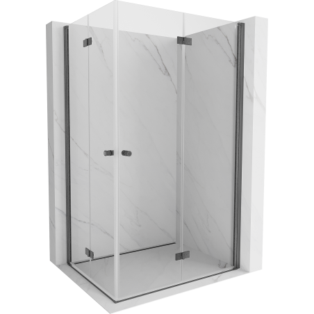 Mexen Mist-F Duo Klappduschkabine rechts 100 x 105 cm, transparent, gebürstetes Gun Gray - 8A6-100L-105P-66-00