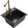 Mexen Milo Granitspüle 1-fach mit Küchenarmatur Duero, schwarz/silber Metallic - 6505-73-671600-50