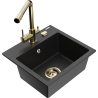 Mexen Milo Granitspüle 1-Kammer mit Küchenarmatur Duero, schwarz/silber metallic - 6505-73-671600-50