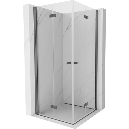 Mexen Mist-F Duo faltbare Duschkabine 110 x 110 cm, transparent, gebürstetes Gun Gray - 8A6-110L-110P-66-00