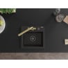 Mexen Milo Granitspüle 1-Becken mit Küchenarmatur Duero, schwarz/gold metallic - 6505-75-671600-50-B