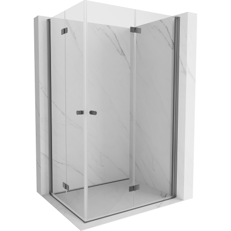 Mexen Mist-F Duo Duschkabine klappbar rechts 75 x 80 cm, transparent, Gun Metal - 8A6-075L-080P-95-00