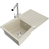 Mexen Cesar Granitspüle 1-Becken mit Abtropffläche und Küchenarmatur Duero, beige - 6514-69-671600-00