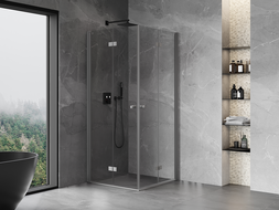 Mexen Mist-F Duo faltbare Duschkabine 110 x 110 cm, transparent, Gun Metal - 8A6-110L-110P-95-00