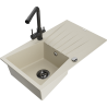 Mexen Cesar Granitspüle 1-Becken mit Abtropffläche und Kücharmatur Duero, beige - 6514-69-671600-70