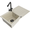 Mexen Cesar Granitspüle 1 Becken mit Abtropffläche und Küchenarmatur Duero, Beige - 6514-69-671600-70