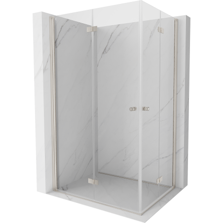 Mexen Mist-F Duo Klappduschkabine links 100 x 70 cm, transparent, gebürsteter Nickel - 8A6-100L-070P-97-00