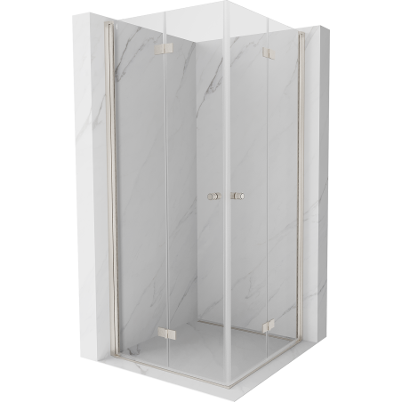 Mexen Mist-F Duo faltbare Duschkabine 75 x 75 cm, transparent, gebürstetes Nickel - 8A6-075L-075P-97-00
