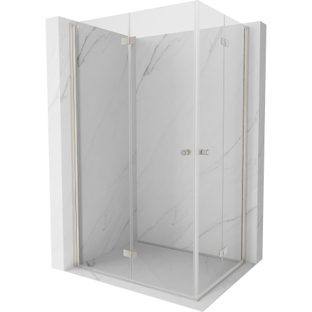 Mexen Mist-F Duo faltbare Duschkabine links 80 x 75 cm, transparent, gebürsteter Nickel - 8A6-080L-075P-97-00