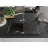 Mexen Cesar Granitspüle 1-Becken mit Abtropffläche und Küchenarmatur Duero, schwarz/gold Metallic - 6514-75-671600-00