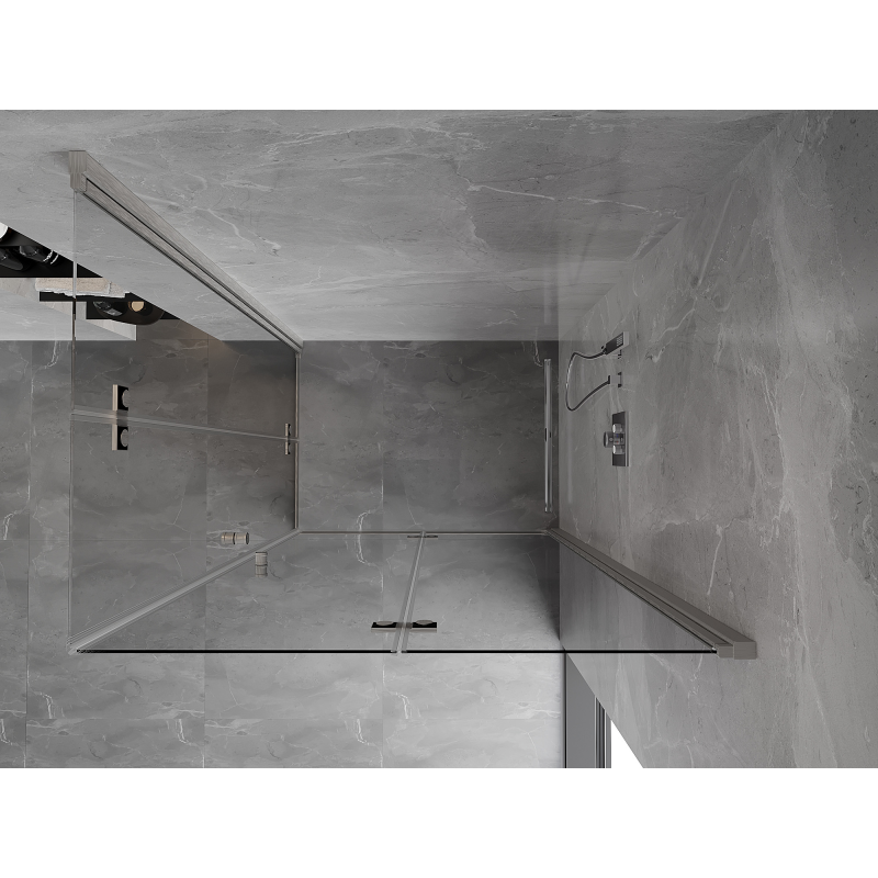 Mexen Mist-F Duo Duschkabine faltbar rechts 70 x 85 cm, transparent, gebürsteter Nickel - 8A6-070L-085P-97-00