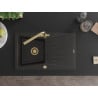 Mexen Cesar Granitspüle 1-Becken mit Abtropffläche und Küchenarmatur Duero, schwarz/gold metallic - 6514-75-671600-50