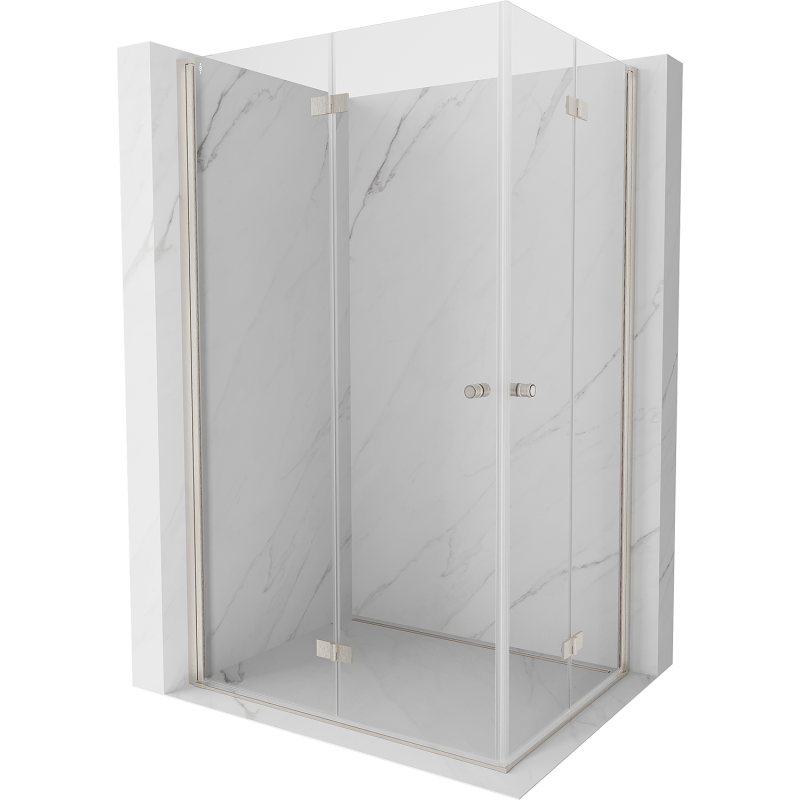 Mexen Mist-F Duo Duschkabine klappbar links 110 x 85 cm, transparent, gebürsteter Nickel - 8A6-110L-085P-97-00