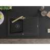 Mexen Cesar Granitspüle 1-Becken mit Abtropffläche und Küchenarmatur Duero, schwarz/gold metallic - 6514-75-671600-50-B