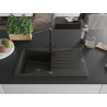 Mexen Cesar Granitspüle 1-beckig mit Abtropffläche und Küchenarmatur Duero, schwarz/goldmetallic - 6514-75-671600-70-B
