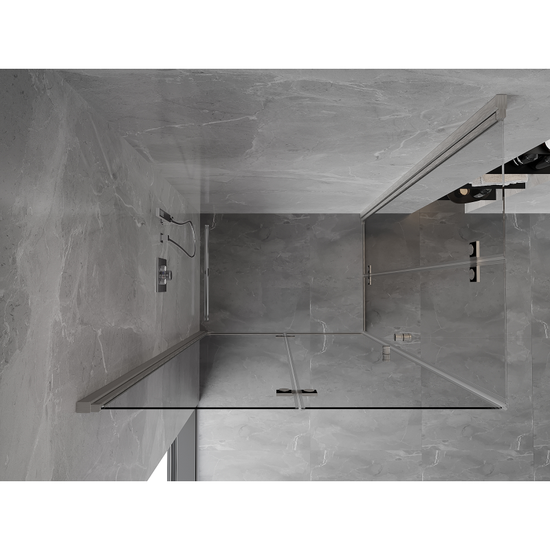 Mexen Mist-F Duo klappbare Duschkabine links 110 x 90 cm, transparent, gebürsteter Nickel - 8A6-110L-090P-97-00