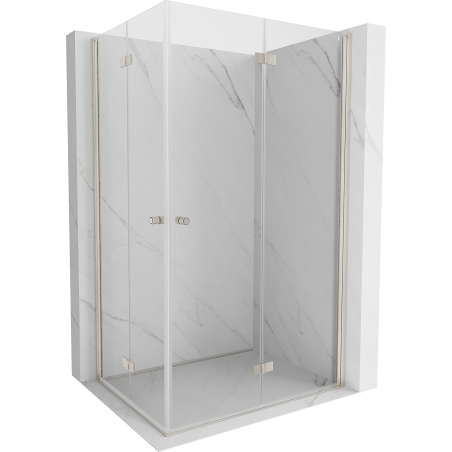 Mexen Mist-F Duo faltbare Duschkabine rechts 90 x 100 cm, transparent, gebürstetes Nickel - 8A6-090L-100P-97-00