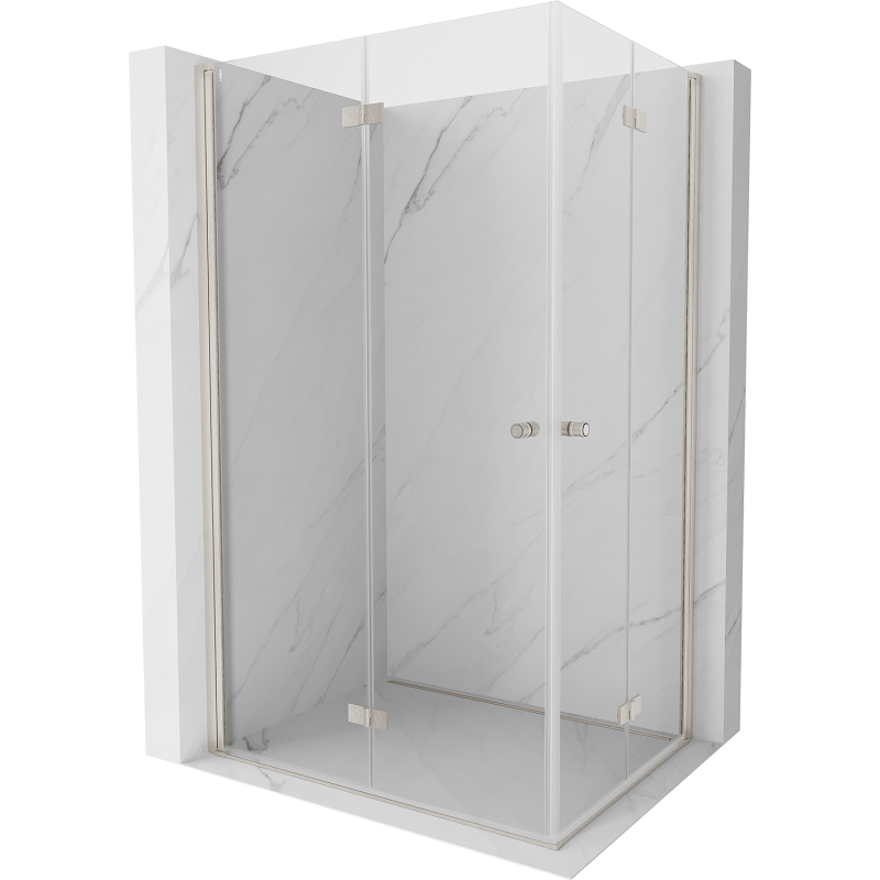 Mexen Mist-F Duo Klapp-Duschkabine links 110 x 100 cm, transparent, Nickel gebürstet - 8A6-110L-100P-97-00