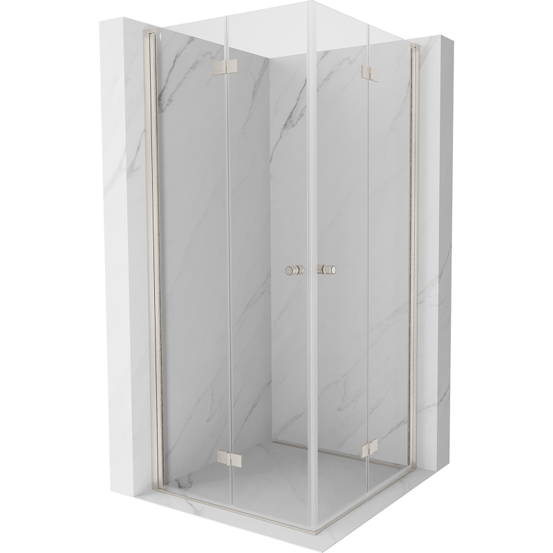 Mexen Mist-F Duo klappbare Duschkabine 105 x 105 cm, transparent, gebürsteter Nickel - 8A6-105L-105P-97-00