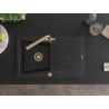 Mexen Cesar Granitspüle 1-Becken mit Abtropffläche und Küchenarmatur Duero, schwarz - 6514-77-671600-50