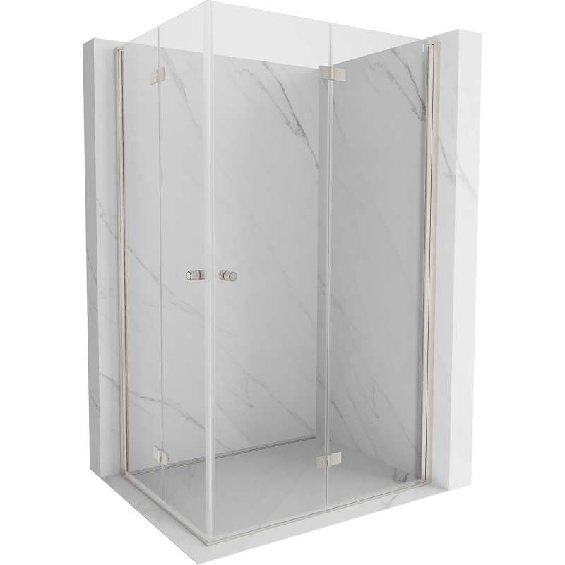 Mexen Mist-F Duo Duschkabine klappbar rechts 70 x 115 cm, transparent, gebürsteter Nickel - 8A6-070L-115P-97-00