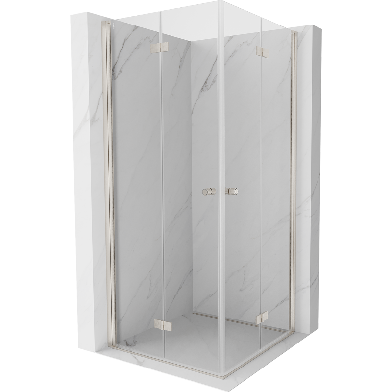 Mexen Mist-F Duo faltbare Duschkabine 115 x 115 cm, transparent, gebürstetes Nickel - 8A6-115L-115P-97-00