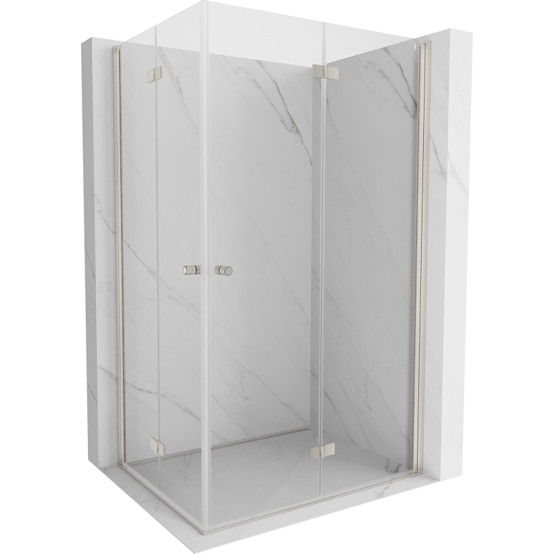 Mexen Mist-F Duo-Faltduschkabine rechts 85 x 120 cm, transparent, gebürstetes Nickel - 8A6-085L-120P-97-00