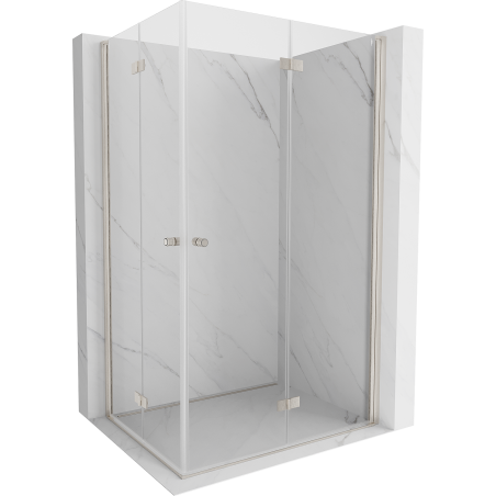 Mexen Mist-F Duo-Faltduschkabine rechts 85 x 120 cm, transparent, gebürstetes Nickel - 8A6-085L-120P-97-00