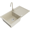 Mexen Leo Granitspüle 1-Becken mit Abtropffläche und Küchenarmatur Telma, beige - 6501-69-670200-69