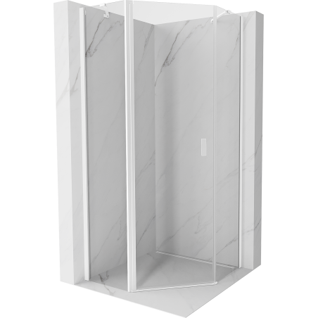 Mexen Mist fünfeckige Duschkabine mit Schwingtür 80 x 80 cm, transparent, weiß - 8A8-080-080-20-00