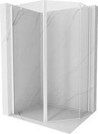 Mexen Mist Asymmetrische fünfseitige Duschkabine mit Drehtür 90 x 80 cm, transparent, weiß - 8A8-090-080-20-00