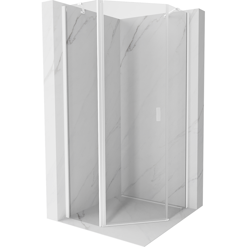 Mexen Mist fünfeckige Duschkabine mit Drehtür 90 x 90 cm, transparent, weiß - 8A8-090-090-20-00