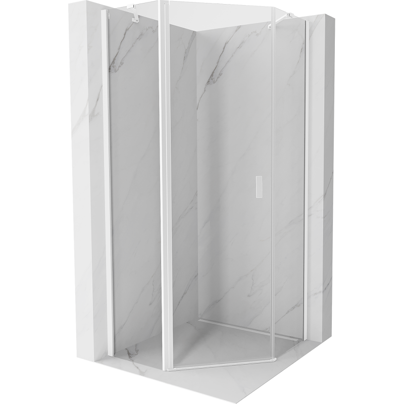 Mexen Mist Fünfeckige Duschkabine mit Schwingtür 100 x 100 cm, transparent, weiß - 8A8-100-100-20-00