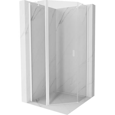 Mexen Mist Fünfeckige Duschkabine mit Schwingtür 100 x 100 cm, transparent, weiß - 8A8-100-100-20-00