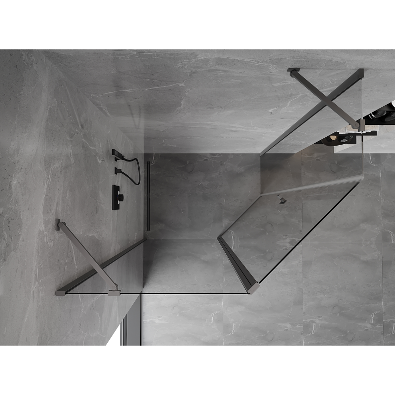 Mexen Mist asymmetrische, pentagonale Duschkabine, schwenkbar 100 x 80 cm, transparent, Gun Metal - 8A8-100-080-95-00
