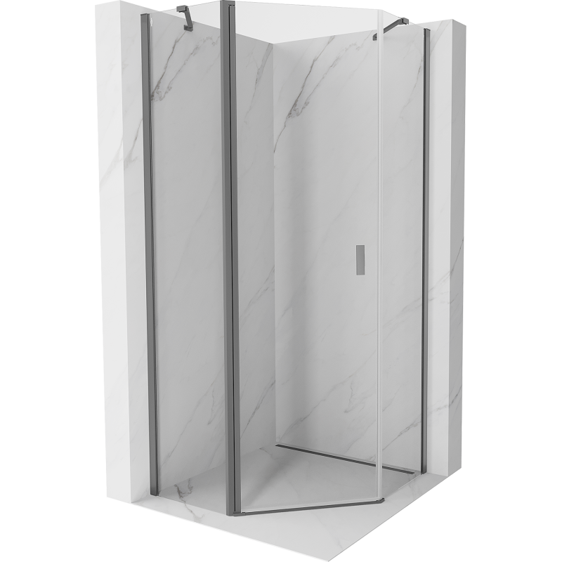 Mexen Mist fünfeckige Duschkabine mit Schwingtür 90 x 90 cm, transparent, Gun Metal - 8A8-090-090-95-00