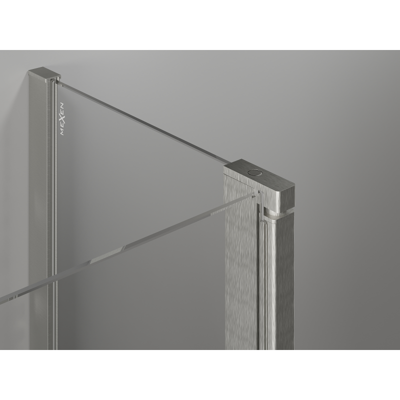 Mexen Mist asymmetrische, fünfeckige Duschkabine mit Schwenktür 100 x 80 cm, transparent, gebürsteter Nickel