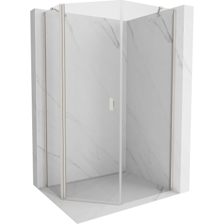 Mexen Mist asymmetrische fünfeckige Duschkabine schwenkbar 80 x 90 cm, transparent, gebürsteter Nickel - 8A8-080-090-97-00